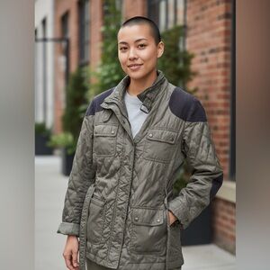 Banana Republic Quilted Jacket in Olive stylish addition to your fall closet